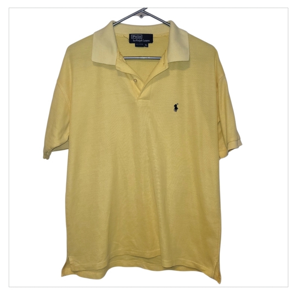 6/30 Polo Ralph Lauren Yellow Polo Shirt Mens XL Classic Short Sleeve Logo